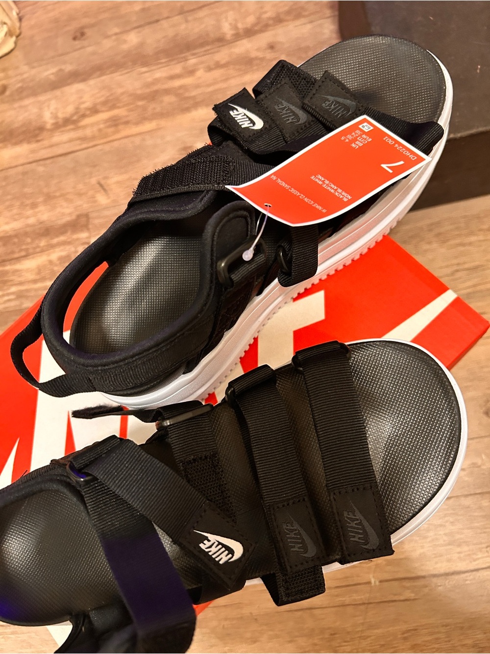 Nike Black Sport Sandals with White Platform Sole